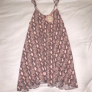 New Izzy & Lola Pink Snake Print Spaghetti Strap Boho Mini Dove Dress Size M